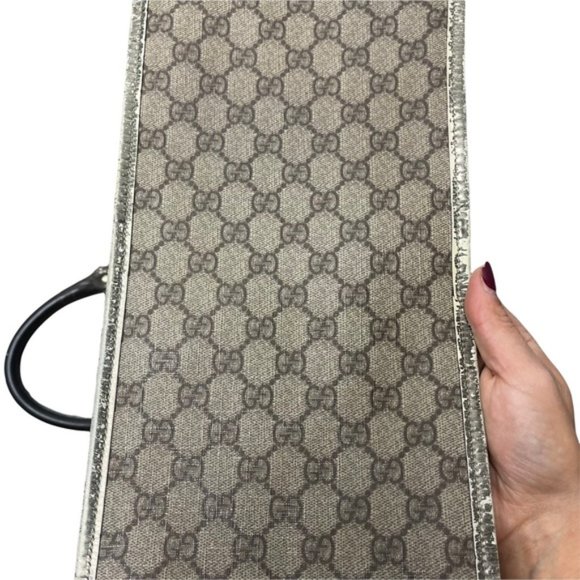 RARE! GUCCI GG Joy Supreme Portfolio Shoulder Bag Guccissima Coated Metallic - Picture 10 of 16